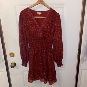 Floral V neck midi dress